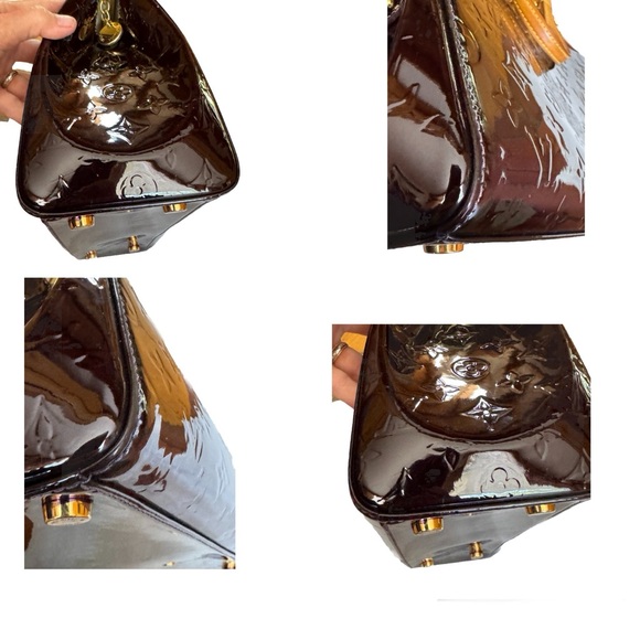 SOLD! Authenticated Louis Vuitton Monogram Vernis Brea MM Handbag in Amarante - Picture 8 of 14